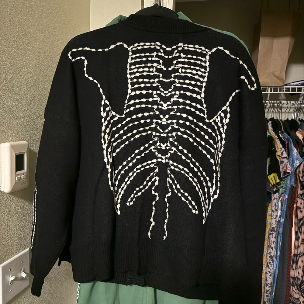 Chic Black Skeleton Cardigan Sweater - Picture 4 of 4
